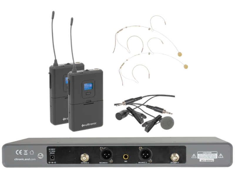 Citronic RU210N-- Doble receptor UHF 81 canales, 2 emisores, 2 levalier y 2 Diademas discretas.